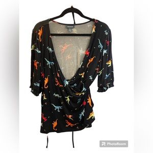 ModCloth Wrap Shirt - Size XL | Dinosaur Print